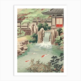 Koi Pond In The Garden Art Print