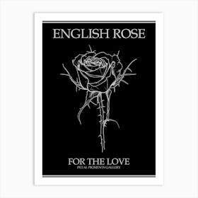 English Rose Black And White Line Drawing 32 Poster Inverted Art Print
