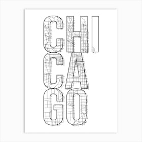 Chicago Street Map Typography Art Print