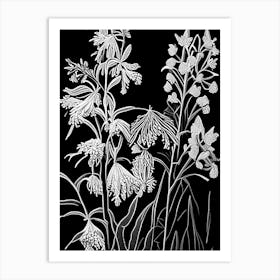 Black Cohosh Wildflower Linocut Art Print