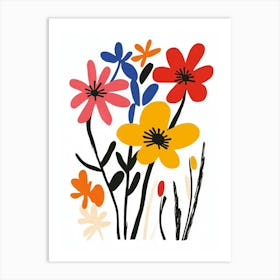 Flowers On A White Background 2 Art Print