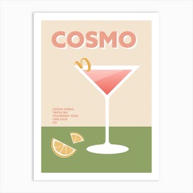 Cosmo Cocktail Colourful Green And Pink Wall Art Print