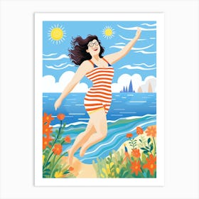 Body Positivity Day At The Beach Colourful Illustration  5 Art Print