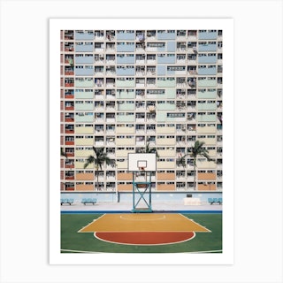 Colorful Basketball Court In Hong Kong Art Print