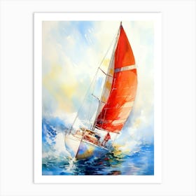 Watercolor Of A Sailboat sport Art Print