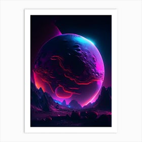 Dwarf Planet Neon Nights Space Art Print