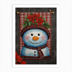 Snowman House Flag Art Print