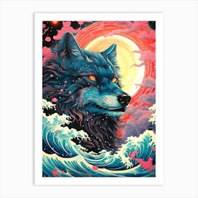 Wolf In The Ocean Art Print