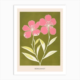 Pink & Green Bergamot 2 Flower Poster Art Print