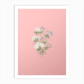 Vintage Thick Flowered Slender Tube Botanical on Soft Pink Art Print