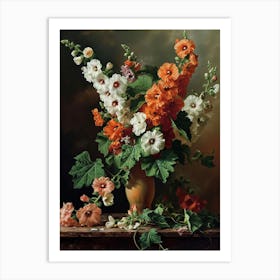 Baroque Floral Still Life Hollyhock 3 Art Print