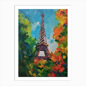 Eiffel Tower Paris France David Hockney Style 15 Art Print