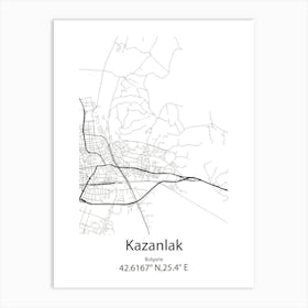 Kazanlak,Bulgaria Minimalist Map Art Print