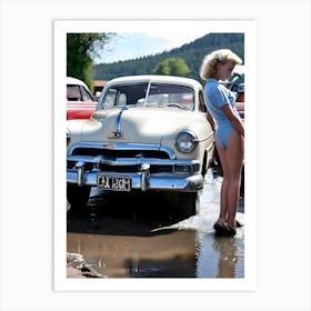 50's Era Community Car Wash Reimagined - Hall-O-Gram Creations 28 Art Print