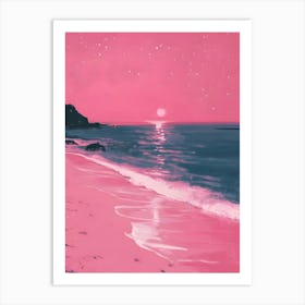 Pink Beach Painting Art Print