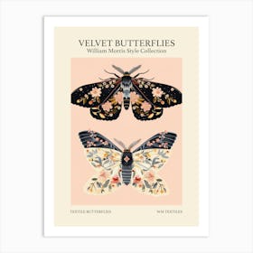 Velvet Butterflies Collection Textile Butterflies William Morris Style 8 Art Print