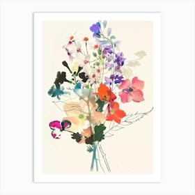 Larkspur 2 Collage Flower Bouquet Art Print