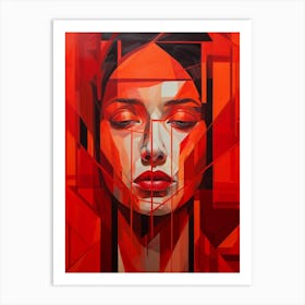 Abstract Geometric Lady Portrait 6 Art Print