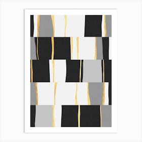 Contemporary gray and gold Art Print