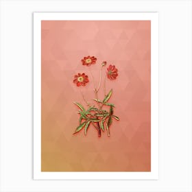 Vintage Cosmos Flower Branch Botanical Art on Peach Pink n.1002 Art Print