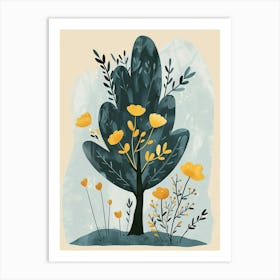 Cypress Tree Flat Illustration 3 Art Print