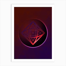 Geometric Neon Glyph on Jewel Tone Triangle Pattern 181 Art Print