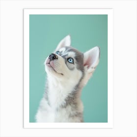 Husky Puppy Looking Up. Generated with AI. Art Print 1 Art Print