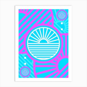 Geometric Glyph in White and Bubblegum Pink and Candy Blue n.0080 Art Print