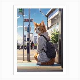 Cat On A Bus Art Print