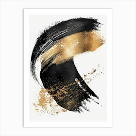 Gold And Black Brush Stroke Painting Art Print