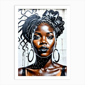 Graffiti Mural Of Beautiful Black Woman 321 Art Print