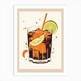 Illustration Cuba Libre Floral Infusion Cocktail 2 Art Print