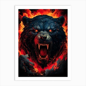 Bear In Flames Art Print