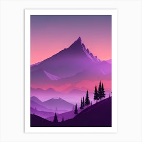 Misty Mountains Vertical Composition In Purple Tone 42 Art Print