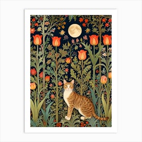 William Morris Cat In The Garden Art Print