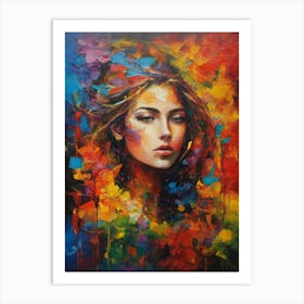 Woman With Colorful Hair Art Print