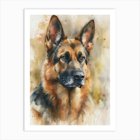 German Shepherd Watercolor Painting 3 Art Print