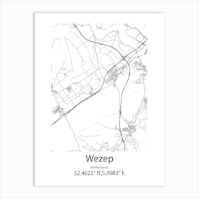 Wezep,Netherlands Minimalist Map Art Print