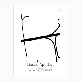 Ciudad Apodaca,Mexico Minimalist Map Art Print