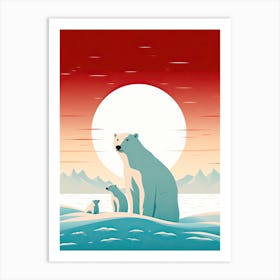 Glacial Love Story; Polar Bear Family Canvas Art Print