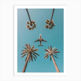 Airplane Flying Over Palm Trees 9 Art Print