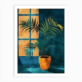 Palm Tree In Front Of Window Art Print