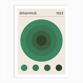 Bauhaus Green Circles, vintage, retro, geometric, European, mid century, art, modern, colorful, summer, aesthetic, abstract Design Art Print