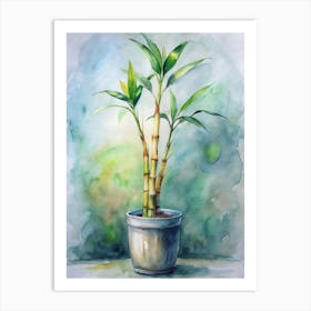 Bamboo Plant Watercolor Painting Art Print