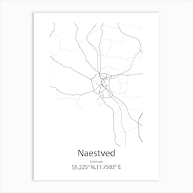 Naestved,Denmark Minimalist Map Art Print