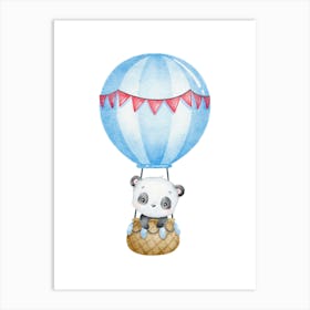 Panda In Hot Air Balloon Kids and Nursery Art Print