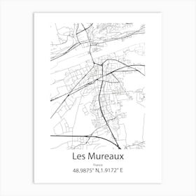 Les Mureaux,France Minimalist Map Art Print