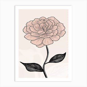 Line Art Marigold Flowers Illustration Neutral 7 Art Print