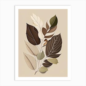 Olive Leaf Earthy Line Art Art Print