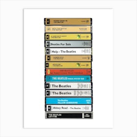 The Beatles - Music Poster - Albums on Cassette Print Art Print